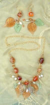 image of jewelry glass leaves fresh water pearls antique 